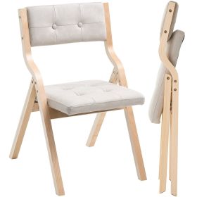 VEVOR Wooden Folding Chairs with Cushion, Set of 4, Portable Foldable Cushion Chair with Wooden Frame, Modern Padded Dining Chair for Kitchen, Office