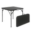 34" Square Folding Table,Fold-in-Half Plastic Card Table,Picnic Party Event Dining Camp Table for Indoor Outdoor,Black