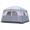 6 Person Outdoor Camping Tent, Waterproof Windproof Easy Setup, Double Layer Family Camping Tent with 1 Mesh Door & 5 Large Mesh Windows, Gray