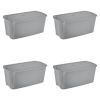 50 Gallon Tote Box Plastic, Gray, Set of 4