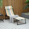 Folding Chaise Lounge Pool Chair with 4-Position Reclining Back, Pillow, Breathable Mesh & Bungee Seat, Rainbow Striped