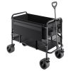 VEVOR Double Decker Wagon Collapsible, 400L Heavy Duty Folding Wagon Cart, Extended Long Garden Cart with All-Terrain Wheels, Support Up to 450lbs
