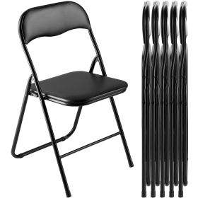VEVOR 6 Pack Folding Chairs, Foldable Leather Chairs with Heavy Duty Metal Frame & Padded Cushion, Portable Folding Card Table Chairs