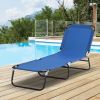 Folding Chaise Lounge Pool Chairs, Outdoor Sun Tanning Chairs with 5-Level Reclining Back, Steel Frame for Beach, Yard, Patio, Blue