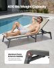 VEVOR Outdoor Chaise Lounge Chair Set of 2, 400 lbs Weight Capacity, Foldable Sun Tanning Chair, 5 Adjustable Positions, Easy Assembly