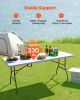 VEVOR Folding Table, 6 Ft Heavy Duty Portable Fold-in-Half Utility Table, Indoor Outdoor Plastic Rectangle Table with Built in Handle, for Party