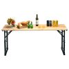 66.5 Inch Outdoor Wood Folding Picnic Table with Adjustable Heights
