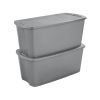50 Gallon Tote Box Plastic, Gray, Set of 4