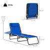 2 Folding Chaise Lounge Pool Chairs with 4-Position Reclining Back, Pillow, Breathable Mesh & Bungee Seat, Blue