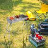Portable Stainless Steel Folding Charcoal Grill with Barbecue Grate Large Outdoor BBQ Grill for Cooking Camping Hiking Picnic Backyard Garden Patio Ea
