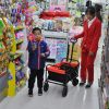 Mini Folding Wagon Garden Shopping Beach Cart (black+yellow)
