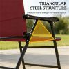 Folding chair, terrace chair set of two, armchair, camping chair, red