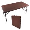4ft Rattan Folding Table for Indoor&Outdoor, Portable Foldable Table Rattan Plaited Brown Camping Table, BBQ Table