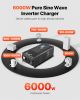 VEVOR Pure Sine Wave Inverter Charger, 6000 Watt, DC 24V to AC 120V Power Inverter with LCD Display, Remote Control