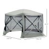 Shaded Sanctuary: 6-Sided Hexagon Pop Up Party Tent with Mesh Netting, Beige