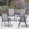 4-piece Patio Folding Chairs, Set with a Simple & Breathable Mesh, Dining Chair with Armrests, for Garden Yard, Camping
