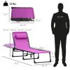 Folding Chaise Lounge Pool Chair with 4-Position Reclining Back, Pillow, Breathable Mesh & Bungee Seat, Purple