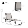 2 Folding Chaise Lounge Pool Chairs with 4-Position Reclining Back, Pillow, Breathable Mesh & Bungee Seat, Dark Blue