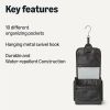 Amazon Essentials Waterproof Travel Toiletry Bag for Men and Women, Hanging Toiletry Bag, Dopp Kit with 2 Side Pockets, Multiple Interior Pockets