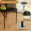 34" Square Folding Table,Fold-in-Half Plastic Card Table,Picnic Party Event Dining Camp Table for Indoor Outdoor,Black