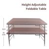 4ft Rattan Folding Table for Indoor&Outdoor, Portable Foldable Table Rattan Plaited Brown Camping Table, BBQ Table