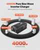VEVOR Pure Sine Wave Inverter Charger, 4000 Watt, DC 24V to AC 120V Power Inverter with LCD Display, Remote Control