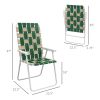 Set of 2 Patio Folding Chairs, Classic Outdoor Camping Chairs, Portable Lawn Chairs w/ Armrests, Green