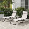 2 Folding Chaise Lounge Pool Chairs with 4-Position Reclining Back, Pillow, Breathable Mesh & Bungee Seat, Dark Blue