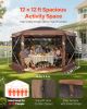 VEVOR Pop up Gazebo Screen Tent, 12 x 12 ft Large 6-Sided Camping Canopy Tent with Removable Top & Carry Bag, Quick-Set & Bite-Proof