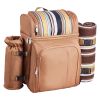 VEVOR Picnic Backpack, Beach Picnic Backpack Bag for 4 Person with Insulated Cooler Compartment, Detachable Bottle/Wine Holder, Lightweight Blanket