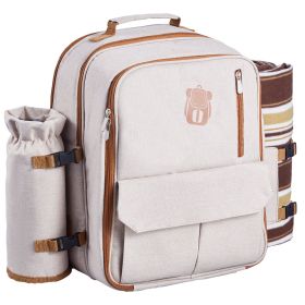 VEVOR Picnic Backpack, Beach Picnic Backpack Bag for 4 Person with Insulated Cooler Compartment, Detachable Bottle/Wine Holder, Lightweight Blanket (Number of Layers: Single Layer, Color: Gray)
