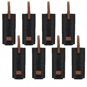 8pcs Durable Felt Wine Bottle Tote Bags| Portable Single Bottle Holders with Brown Handles, Ideal for Picnics, Camping, Parties& Christmas Gifts (Color: Black)