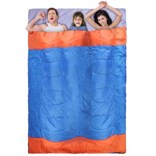 3 People Sleeping Bag for Adult Kids Lightweight Water Resistant Camping Cotton Liner Cold Warm Weather Indoor Outdoor Use 3 Season with Sack for 3 People Sleeping Bag for Adult Kids Lightweight Water Resistant Camping Cotton Liner Cold Warm Weather Indoor Outdoor Use 3 Season with Sack for