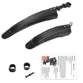 Bicycle Fender Set Adjustable Front Rear Mud Guard Mountain Bike Mudguards Splashboard Fit for 24''-26'' Bikes (Color: Black)