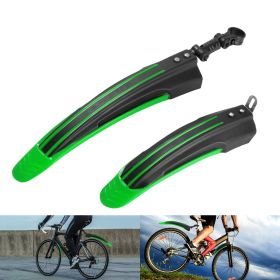 Bicycle Fender Set Adjustable Front Rear Mud Guard Mountain Bike Mudguards Splashboard Fit for 24''-26'' Bikes (Color: Green)