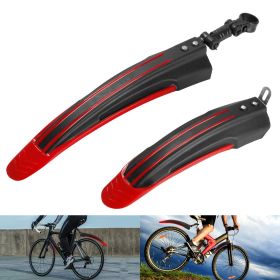 Bicycle Fender Set Adjustable Front Rear Mud Guard Mountain Bike Mudguards Splashboard Fit for 24''-26'' Bikes (Color: Red)