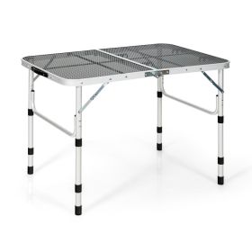 Aluminum Grill Table with Iron Mesh Top (Color: Silver)