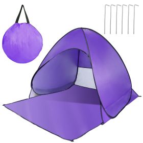 Pop Up Beach Tent Sun Shade Shelter Anti-UV Automatic Waterproof Tent Canopy for 2/3 Man w/ Net Window Storage Bag for Outdoor Beach Camping Fishing P (Color: Purple, size: One Size)