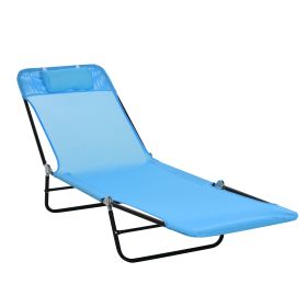 Folding Chaise Lounge Chair, Pool Sun Tanning Chair, Outdoor Lounge Chair with Reclining Back, Breathable Mesh Seat, Headrest for Beach, Yard, Patio (Title: Default Title)