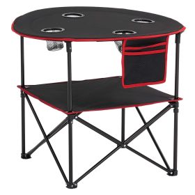 VEVOR Folding Camping Table, Portable Outdoor Lightweight Picnic Table, 600D Oxford Fabric Waterproof Canvas Travel Beach Tables, with 4 Cup Holders (size: 28 inch)