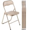 VEVOR 4 Pack Folding Chairs, Foldable Leather Chairs with Heavy Duty Metal Frame & Padded Cushion, Portable Folding Card Table Chairs
