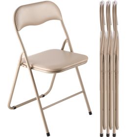 VEVOR 4 Pack Folding Chairs, Foldable Leather Chairs with Heavy Duty Metal Frame & Padded Cushion, Portable Folding Card Table Chairs (default: Default)