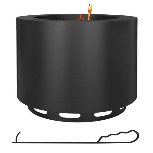 Outsunny Smokeless Fire Pit, 19" Portable Wood Burning Firepit with Poker, Low Smoke Camping Bonfire Stove for Backyard Patio Picnic, Stainless S