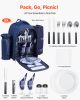 VEVOR Picnic Backpack, Beach Picnic Backpack Bag for 2 Person with Insulated Cooler Compartment, Detachable Bottle/Wine Holder, Lightweight Blanket