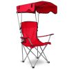 Foldable Beach Canopy Chair Sun Protection Camping Lawn Canopy Chair 330LBS Load Folding Seat w/ Cup Holder For Beach Poolside Travel Picnic