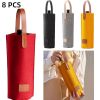 8pcs Durable Felt Wine Bottle Tote Bags| Portable Single Bottle Holders with Brown Handles, Ideal for Picnics, Camping, Parties& Christmas Gifts