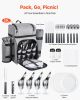 VEVOR Picnic Backpack, Beach Picnic Backpack Bag for 4 Person with Insulated Cooler Compartment, Detachable Bottle/Wine Holder, Lightweight Blanket