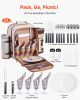 VEVOR Picnic Backpack, Beach Picnic Backpack Bag for 4 Person with Insulated Cooler Compartment, Detachable Bottle/Wine Holder, Lightweight Blanket
